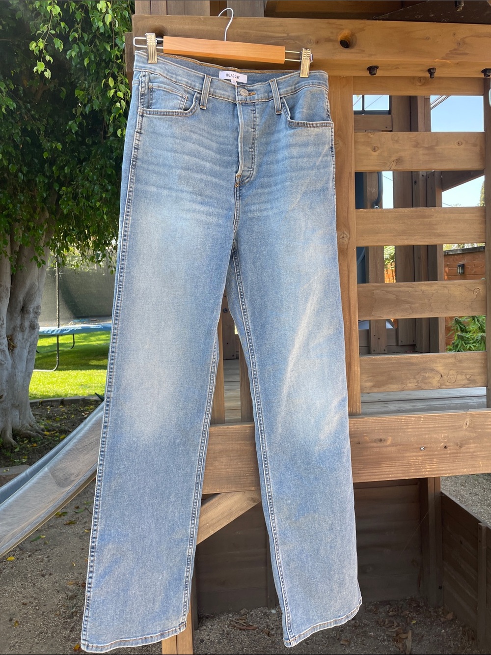 Re/Done Light Wash Wide Leg Jeans